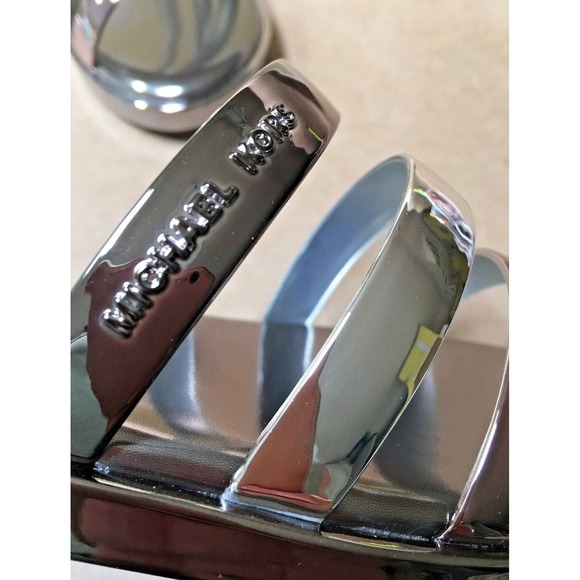 NEW Michael Kors Keiko Women's Size 6‎ Triple-Band Slide Sandals Gunmetal Silver - Picture 4 of 6